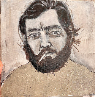 cortázar thing. acrylic on canvas. 15x15 cm.