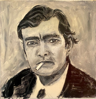 cortázar pic. acrylic on canvas. 15x15 cm