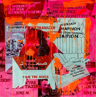 molotov. poster collage + acrylic on canvas. 100x100 cm.